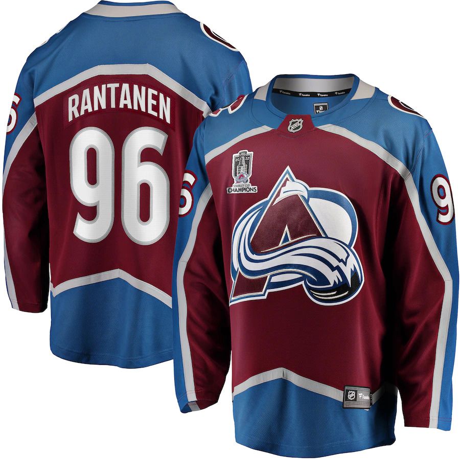 Men Colorado Avalanche 96 Mikko Rantanen Fanatics Branded Burgundy Home 2022 Stanley Cup Champions Breakaway Player NHL Jersey